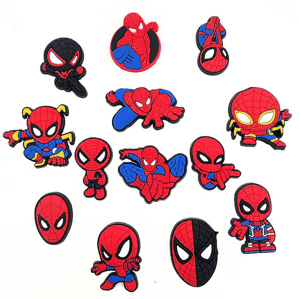 13 stk Spiderman Superhero Sko Dekorasjon Charms For Barn Voksne Crocs Sko DIY Tilbehør