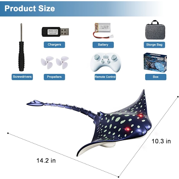 Pool Leksaker Fjärrstyrd Manta Ray Leksaker, RC Båt Pool Leksaker för Barn i Åldern 4-8