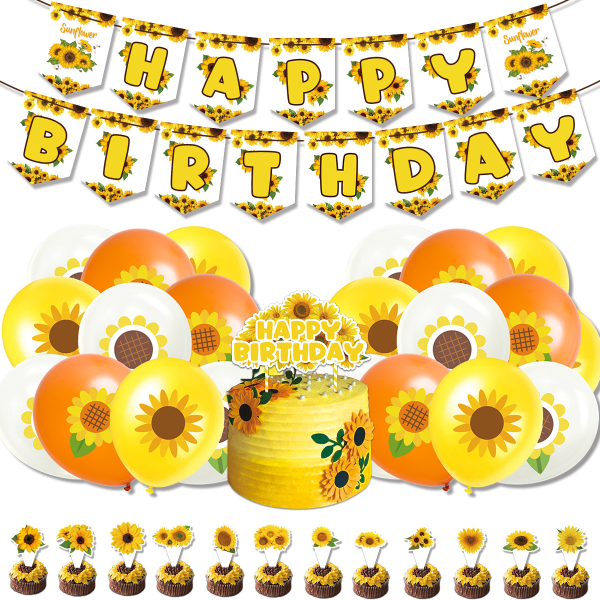 Solros tema födelsedag dekoration, populära ballonger, Fashionabl
