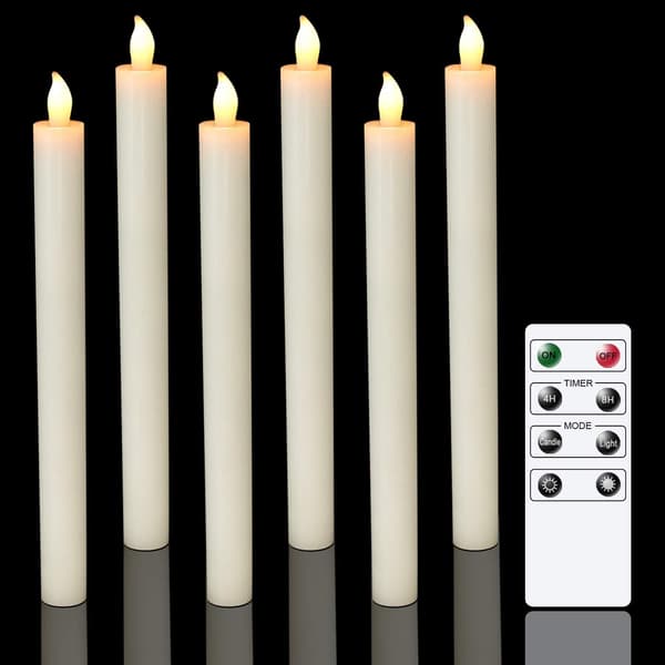 6-pak batteridrevne LED-lys med fjernkontroll og timer, ekte W