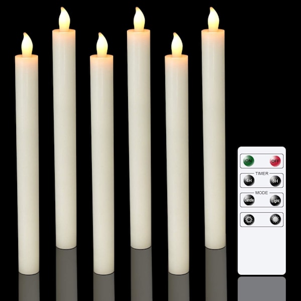 6-pakning batteridrevne LED-lys med fjernkontroll og timer, ekte W