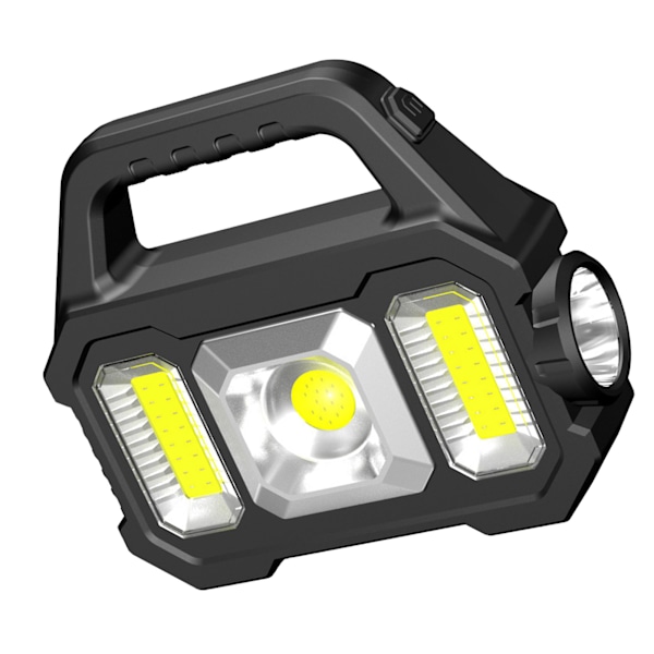 Solar Utomhusficklampa Portabel Uppladdningsbar Super Stark Vattentät Multifunktionell Arbetslampa med Laddkabel COB Sidoljus
