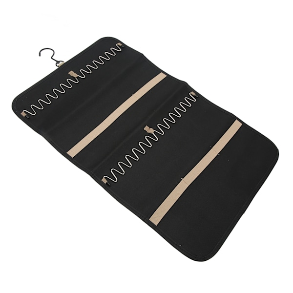 Rejse Smykke Organizer Foldbar Nylon Rejse Smykke Opbevaringspose til Halskæder Øreringe Ringe Sort