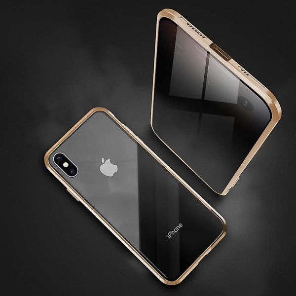 För Iphone 11 Anti-peep Magnetic 306 dubbelsidig Privacy Screen Protector, Transparent Back Metal Bumper Phone Case