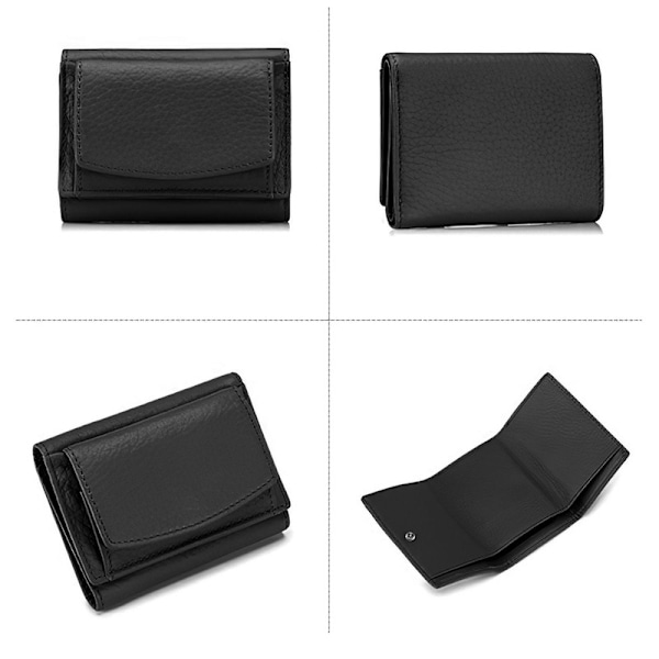 Mini plånbok plånböcker, herrplånbok i äkta läder black