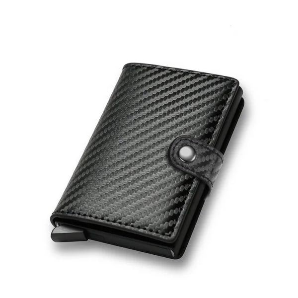 Korthållare i kolfiber för män Rfid Smart Metall Tunn Slim Pop Up Minimalistisk Plånbok Liten Svart Plånbok Metall Vallet Kolfibersvart