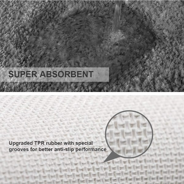 Hurtigtørkende baderomsmatte, original 2-lags sklisikker badematte, polyester mikrofiber, myk absorberende for bad, dusj, kjøkken og badekar