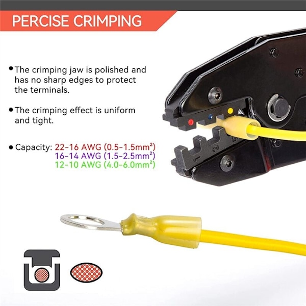 Krympeverktøy for varmekrympbare kontakter - krympeverktøy - AWG 22-10 (0,5-6,0 mm²) - krympeverktøy