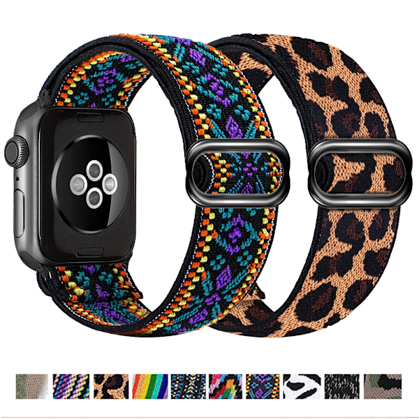 Nylon-lenkki ranneke Apple Watchille Light Leopard 42/44mm