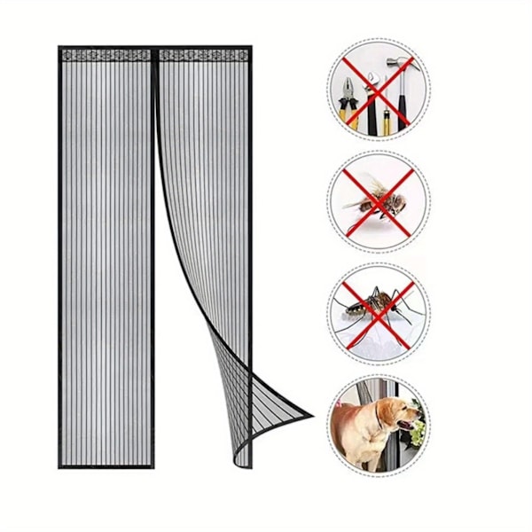 Myggbestandig dørgardin med magnetisk borrelås uten behov for boring, selvlukkende magnetisk myggnett, selvklebende Beige Beige 80*210cm
