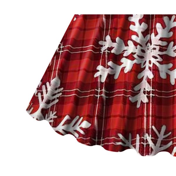 Julekjole til kvinder med V-udskæring Vintage Print Lang Style1 Style1 S