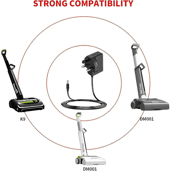 27v 500ma batterioplader-stik kompatibel med Gtech Airram Mk2 K9 Ar02 Aft001 støvsuger strøm