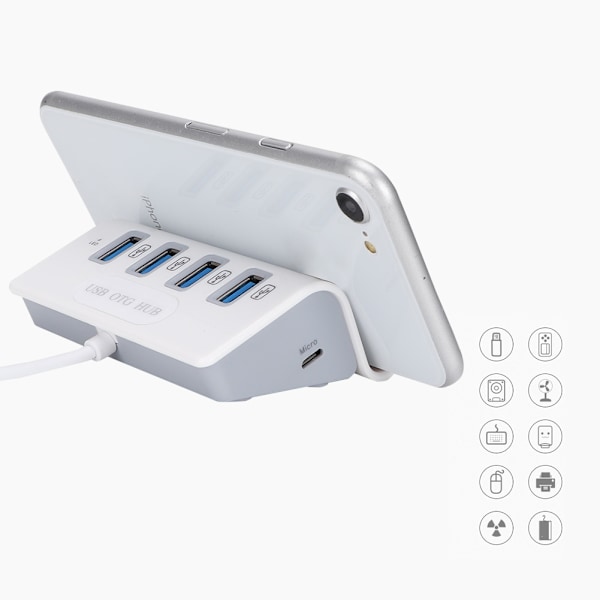 4-Port USB-hubb med flera gränssnitt OTG-hubbadapter för telefon surfplatta stationär dator