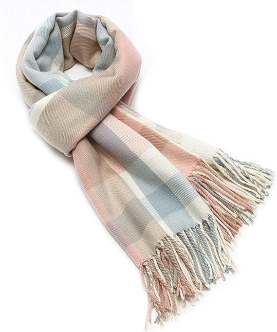 Varm Överdimensionerad Halsduk för Kvinnor 200x60cm Polyester Pläd Sjal Vinter Wrap Rosa
