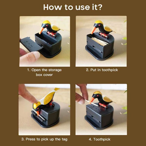 Automatisk Fågel Tandpetare Dispenser, Automatisk Fågel Tandpetare Press Tandpetare Box