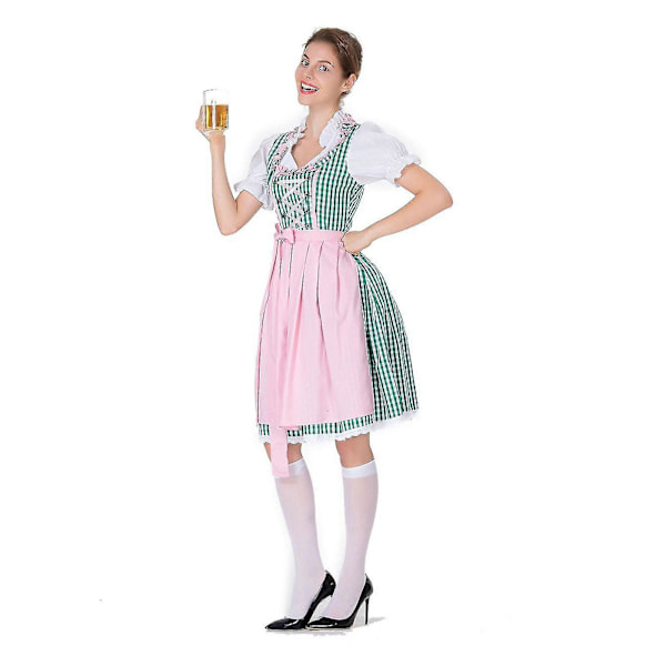 Rask frakt kvinner tysk Dirndl kjole kostymer for bayersk Oktoberfest Halloween karneval grønn Green S