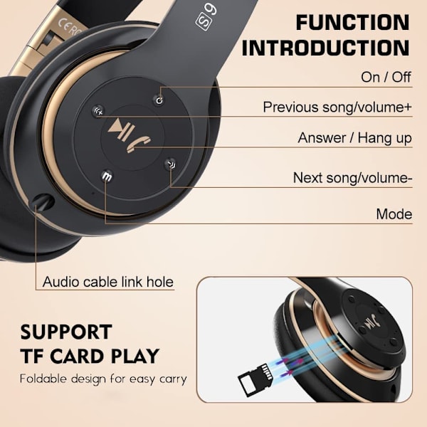 Trådløse Over-Ear Hodetelefoner, [40 Timers Spilletid]【GKS】