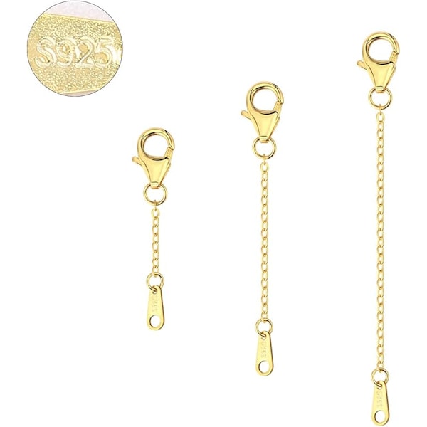 Kaulakorun pidennysketjut, 925 hopea kaulakorun pidennysketjut, 14K kultapinnoitettu kaulakorun pidennysketju Chain Extender Choker kaulakoru rannekorun pidennysketjut D-guld