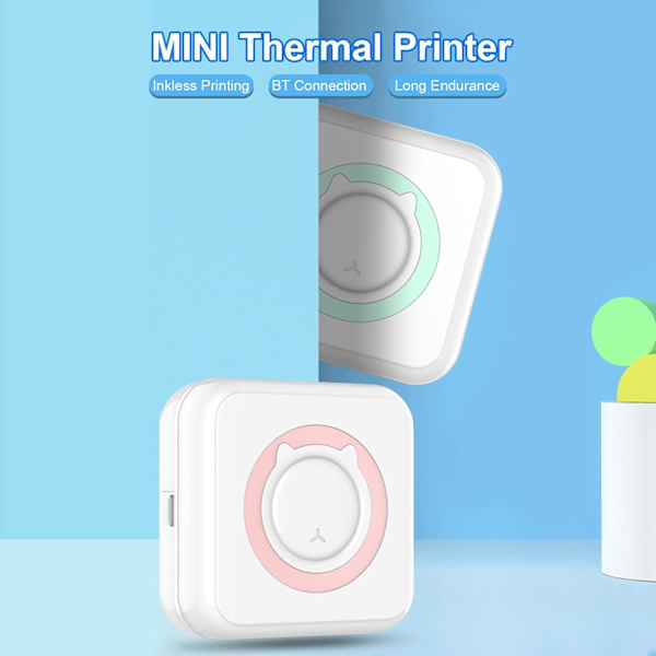Etiketprinter Alt-i-én miniprinter Bærbar multifunktionel fotoprinter Grøn 10 ruller papir