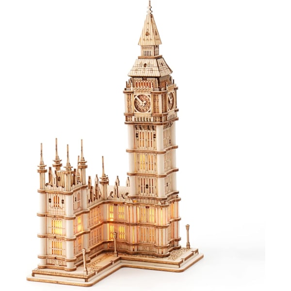 3D-trepuslesett i tre for Big Ben, modellsett for voksne til å lage Big Ben-bursdagsgaver til familie og venner