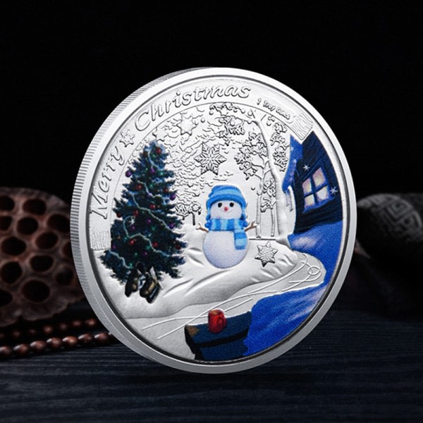 Snow Man Silver Mynt Holiday Souvenir Presenter 999,9 Silverpläterad Silver