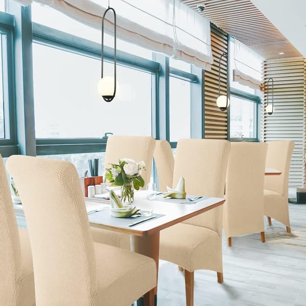 4-pakning spisestoltrekk i jacquard-stretch, avtakbart, vaskbart U A