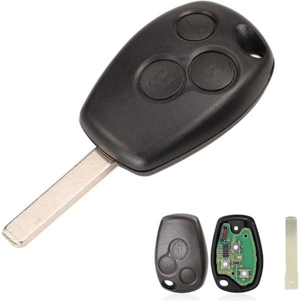 Uskåret nøkkel 3 knapper 433 MHz fjernkontroll bilnøkkelring for Renault Trafic Vivaro Primastar Movano Dacia PCF7947 chip