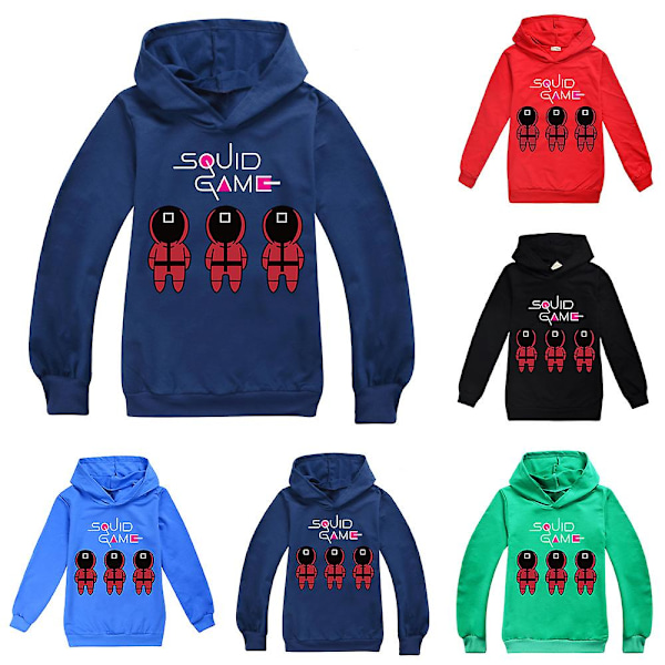 Squid Game Barn Unisex Långärmad Huvtröja Sweatshirt Pullover Toppar Mörkblå Dark Blue 15-16Years