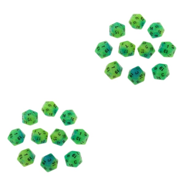 1/2/5 10 kpl valaisevia monisivuisia noppia Noctilucent D20 -setti Sininen+Vihreä 10 kpl [GKS] Blue+Green 10 Pcs 2Set