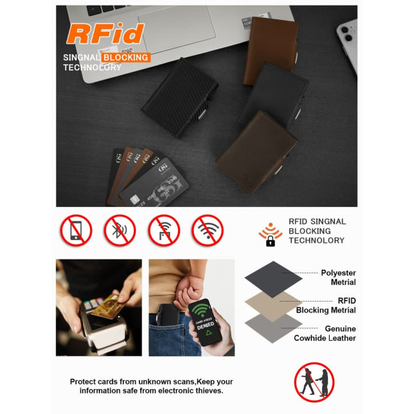 Plånbok herrplånbok med RFID-skyddsplånbok kolfiber