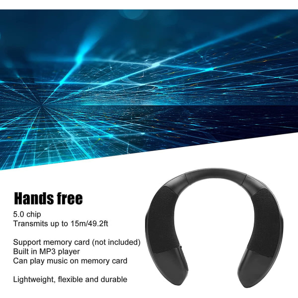 Bluetooth halshögtalare, bärbar trådlös 5.0-högtalare med brusreducerande mikrofon, 3d stereo-halshögtalare, ergonomisk design, lämplig för familje-T