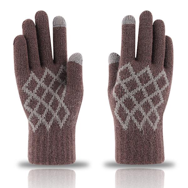 Vinter Touch Handskar Varma Stretch Stickade Vantar Hel Finger Ther Coffee