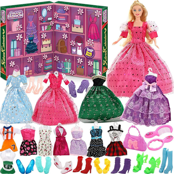 Julekalender for barn med sminke, DIY-kosmetikk, neglesalong, dukkeklær, hånddrevet nedtelling Girl doll blind box XT-102