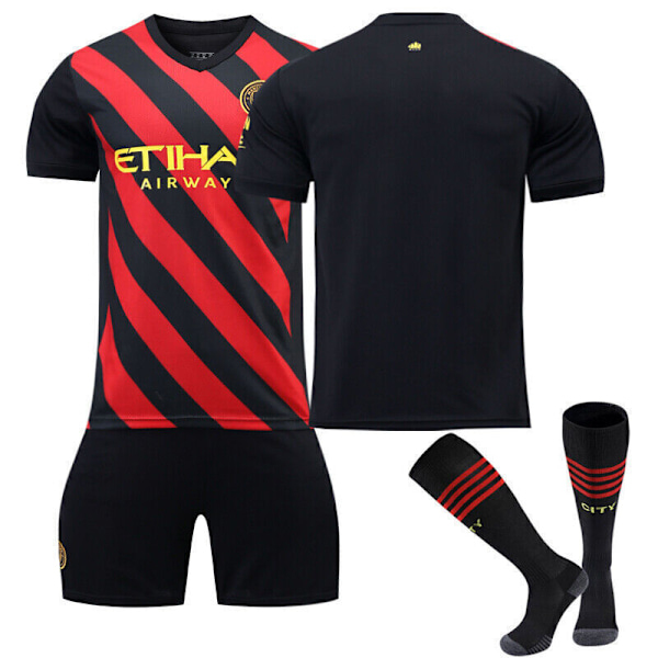 Nytt Fotbollsset för Pojkar Barn Kortärmad Tröja Strumpor Set Fotboll Manchester City Bortaställ Blank manchester city away kit blank 26/(10-11 years)