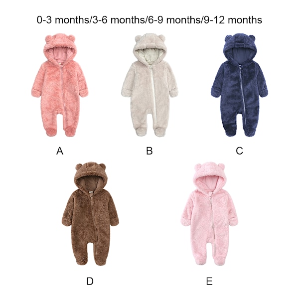 Varm og let at have på Baby Vinter Jumpsuit med Hætte - Lyserød pink 9-12months