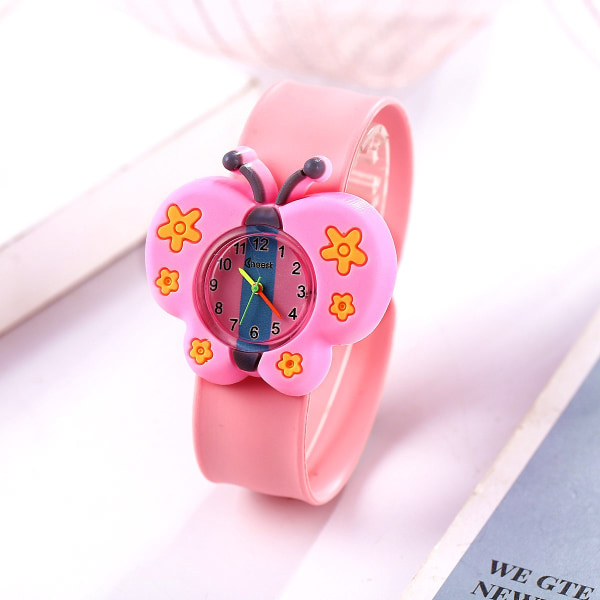 HHL Tecknade watch för barn Armbandsur som indikerar Quartz Elektroniskt armbandsur (fjäril (rosa)
