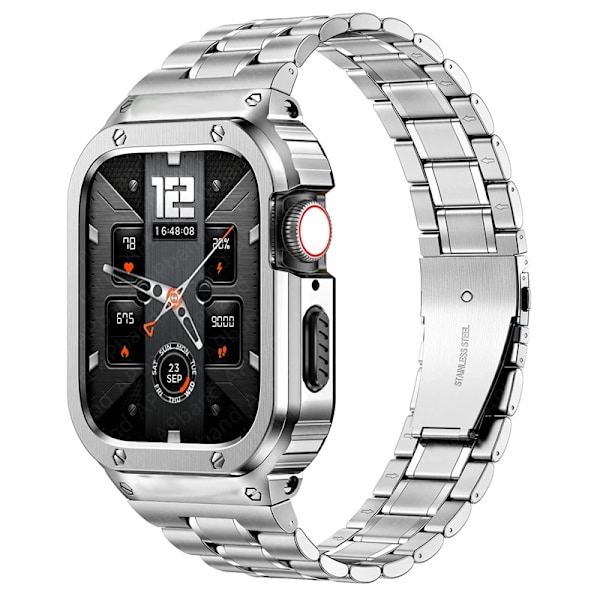 Rostfritt stål fodral + armband för Apple Watch Band 44mm 45mm 49mm 40mm Bumper Cover Tillbehör iwatch Ultra serie 8 6 SE 7 Armband silver silver 41mm