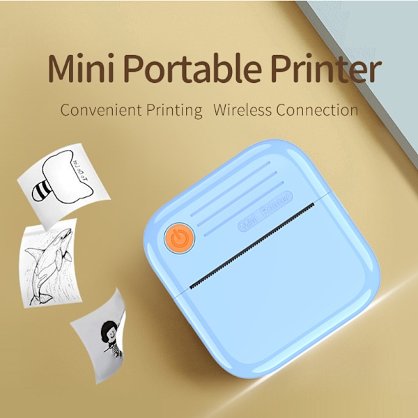 Mini bærbar printer, high-definition lille lomme-stregkode termisk fotoprinter white