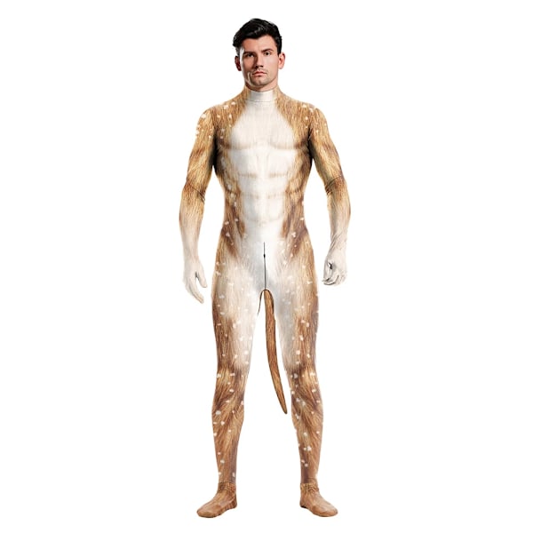 Zawaland Djurdjurdräkt för Par Snövargdräkt med Svansklyka Blixtlås Halloweenfest Cosplay Outfit Förklädnad Zentai Body B273-1044 B273-1044 L