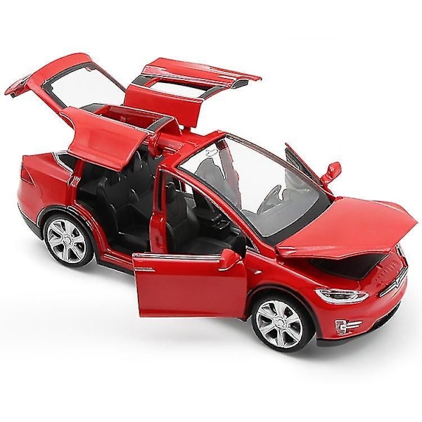 Helt ny 1:32 Tesla Model X leksaksbil i metall, gjutna och leksaksbil, gratis frakt, leksaker för barn, barnpresenter, leksaker för pojkar Red