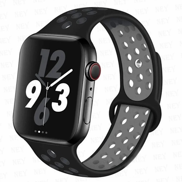 Sportrem för Apple Watch Band 45 mm 49 mm 44 mm 40 mm 41 mm 42 mm Silikonarmband correa iWatch Ultra 2 Series 9 8 SE 7 6 5 4 3 Svart-grå 2 Black-gray 2 SM