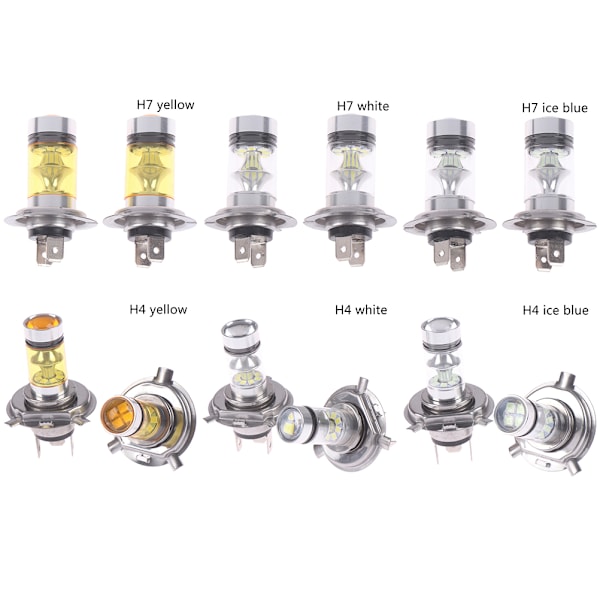 2x Bil H4/H7 9003 HB2 8000K Helljus/Dimljus 20 LED Dimljus Gula Yellow H4