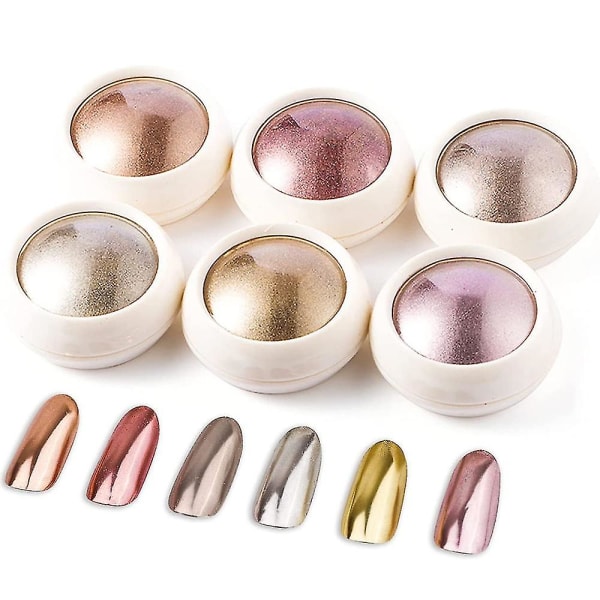 Holografiskt krom nagelpulver, Unicorn Mirror Effect Premium Salon Rainbow Nail Glitter Manikyrpigment
