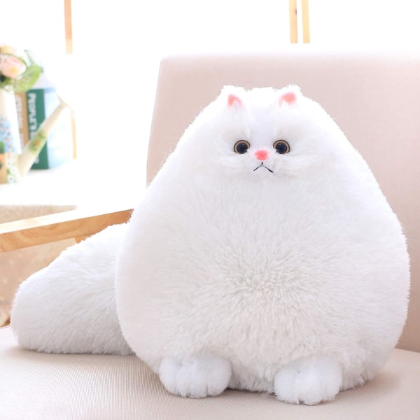 HHL Cat Stuffed Animal Toys,Kids Plush Cat Toy Birthday Gifts for Boys and Girls,Fat White Plush Cat (White, 12 Inches)