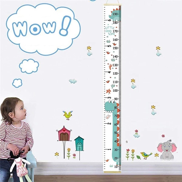 Baby höjd tillväxt diagram, barn trä ram tyg Canvas Heig