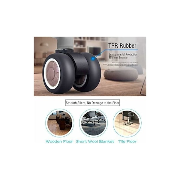 5-pack kontorsstolshjul med TPR-rullar Dubbla hjul Universal