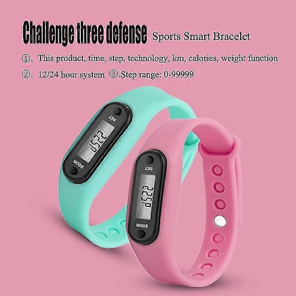 Fitness Tracker LCD Digital Skridttæller Gåture Kalorie Tæller Armbåndsur db Yellow