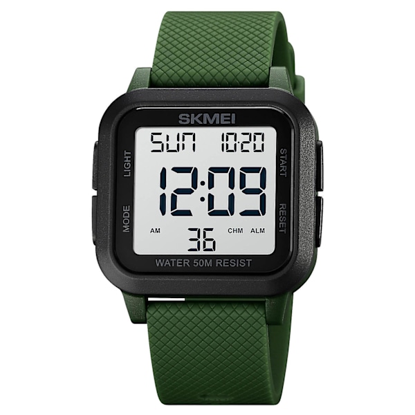 SKMEI 1894 Sportklockor Nedräkning Dubbel Tid Klocka Väckarklocka Kronograf Bord Digital Klocka dark green
