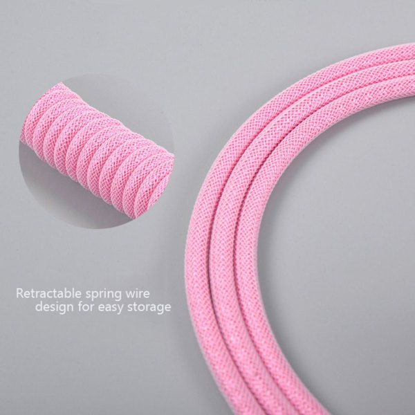 Mekanisk tangentbord spiral kabel USB tangentbords kabel ROSA white
