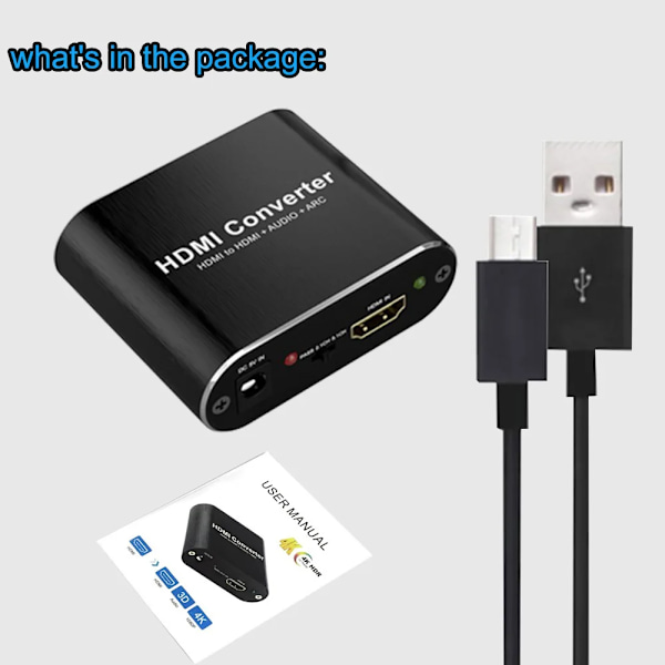 HDMI ljudextraherare 4K 60Hz HDMI 2.0 Ljudextraherare ARC Splitter 5.1 Ch HDMI till toslink ljudomvandlare[GKS]